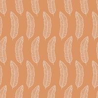 Seamless pattern with branches  of tropical banana leaves isolated on beige background. Outline vector illustration. Design for  textile, wrapping, backdrop, banner