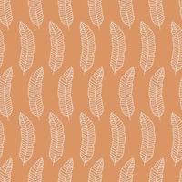 Seamless pattern with branches  of tropical banana leaves isolated on beige background. Outline vector illustration. Design for  textile, wrapping, backdrop, banner