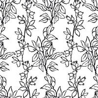 Vector seamless background with hand drawn illustration of herbs, or plants black on white field. Can be used for wallpaper, pattern fills, web page, surface textures, textile print, wrapping paper