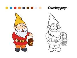 Illustration of cute garden gnome. Coloring page or book for baby vector