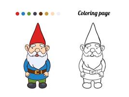 Illustration of cute garden gnome. Coloring page or book for baby vector