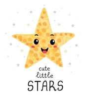 Vector illustration with hand drawn lettering - Cute little star. Colorful typography design for postcard, banner, t-shirt print, invitation, greeting card, poster