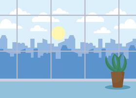 Ventana con vista de diseño vectorial de edificios de la ciudad vector