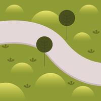 Park landscape with trees and road vector design