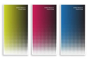 set three poster flyers with pattern Minimal covers design Halftone dots colorful design Future geometric patterns vector