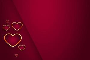 beautiful red background with golden hearts vector