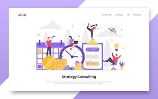 Business time management internet landing page concept template. vector