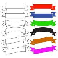 Flat style banner ribbons. Flat, curved, colorful. Isolated on white background. Illustration set. vector