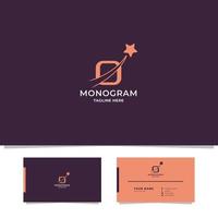 Shooting Star on Letter O Logo with Business Card Template vector