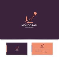 Shooting Star on Letter L Logo with Business Card Template vector