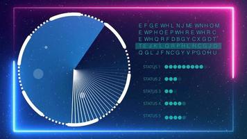 Radar arbeitet mit Textcode und Statusleistenhintergrund mit Neonrahmen video