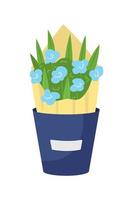 Blue flowers arrangement semi flat color vector object