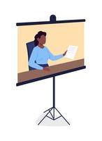 Portable screen with online course displaying flat color vector object