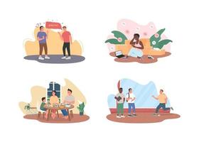 Unhealthy lifestyle 2D vector web banner set