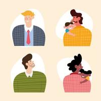 six fathers day characters vector