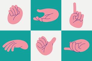 six hands gestures vector