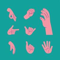 nine hands gestures vector