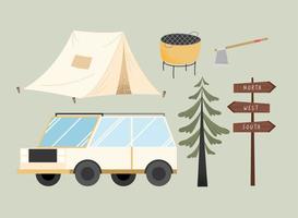 seis iconos de camping vector