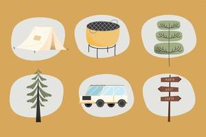 camping six icons vector