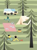 people camping scene vector