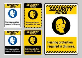 Security Notice PPE Sign Hearing Protection Required In This Area with Symbol vector