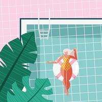 blond woman in pool vector