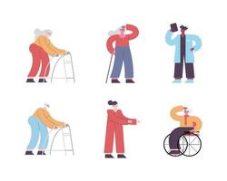 seis personas con alzheimer vector