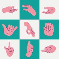 hands nine gestures vector