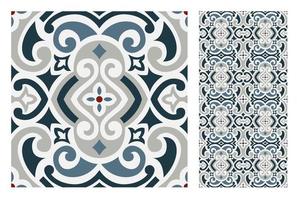 vintage tiles patterns antique seamless design vector