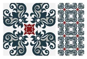 vintage tiles patterns antique seamless design vector