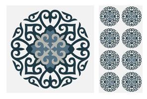 vintage tiles patterns antique seamless design vector