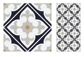 vintage tiles patterns antique seamless design vector