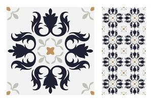 vintage tiles patterns antique seamless design vector