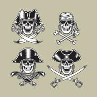 colección de personajes de calaveras piratas vector