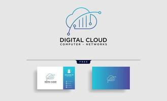 cloud digital technology line logo template vector illustration icon element isolated  vector