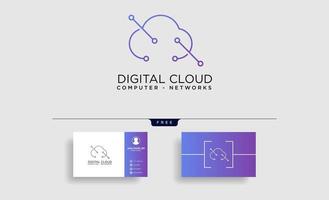 cloud digital technology line logo template vector illustration icon element isolated  vector