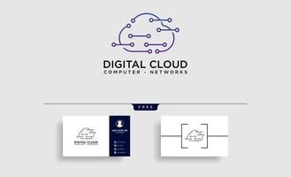 cloud digital technology line logo template vector illustration icon element isolated  vector