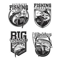 colección de logotipos y emblemas de pesca vector