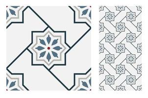 vintage tiles patterns antique seamless design vector