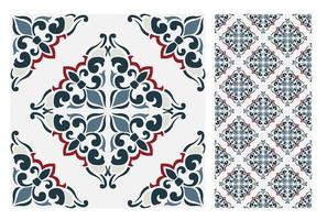 vintage tiles patterns antique seamless design vector