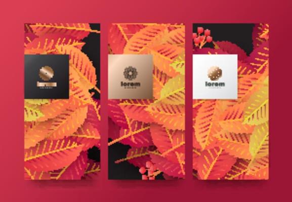 Set label templates with abstract texture for luxury products