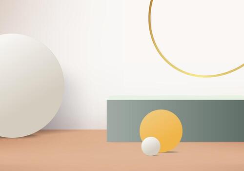 Los productos de fondo 3D muestran la escena del podio con el vector de fondo de la plataforma geométrica Representación 3d con el soporte del podio para mostrar productos cosméticos Escaparate del escenario en la pantalla del pedestal Estudio marrón