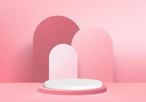 3d background products display podium scene with geometric platform background vector 3d rendering with podium stand to show cosmetic products Stage showcase on pedestal display pink studio