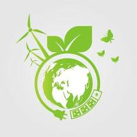 Energy ideas save the world concept Power plug green ecology vector