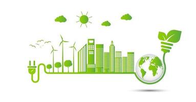 Energy ideas save the world concept Power plug green ecology vector