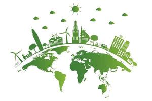 Ecology Green cities help the world with eco friendly concept ideas vector