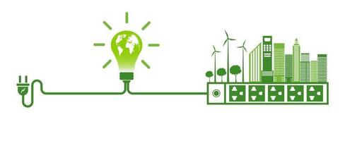 ideas energéticas salvar el mundo concepto enchufe ecología verde vector