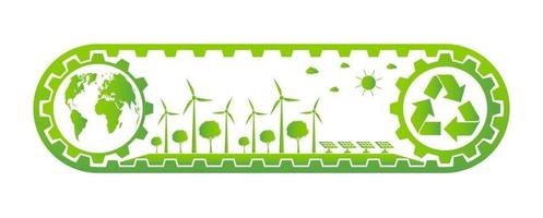 Ecology Saving Gear Concept And Environmental Sustainable Energy Development vector