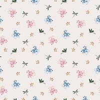 Wild flower with dragonfly seamless pattern on blue and pink mood vector