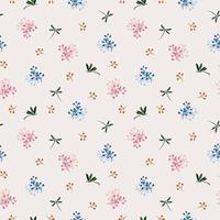 Wild flower with dragonfly seamless pattern on blue and pink mood vector